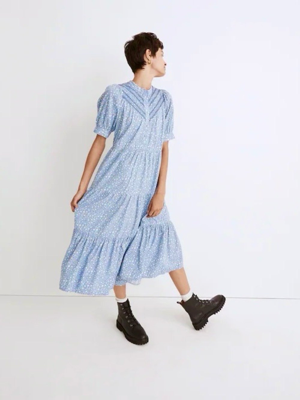Madewell Embroidered Puff-Sleeve Dress in Cottage Garden